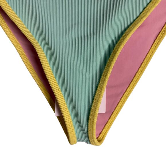 Beach Riot Emmy Pastel Macaron Colorblock High Waisted Bikini Bikini Bottoms L - Picture 5 of 10